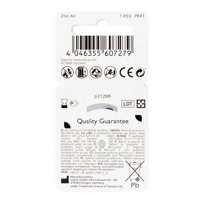 Signia Siemens Hörgerätebatterien S 312 | MySecondEar